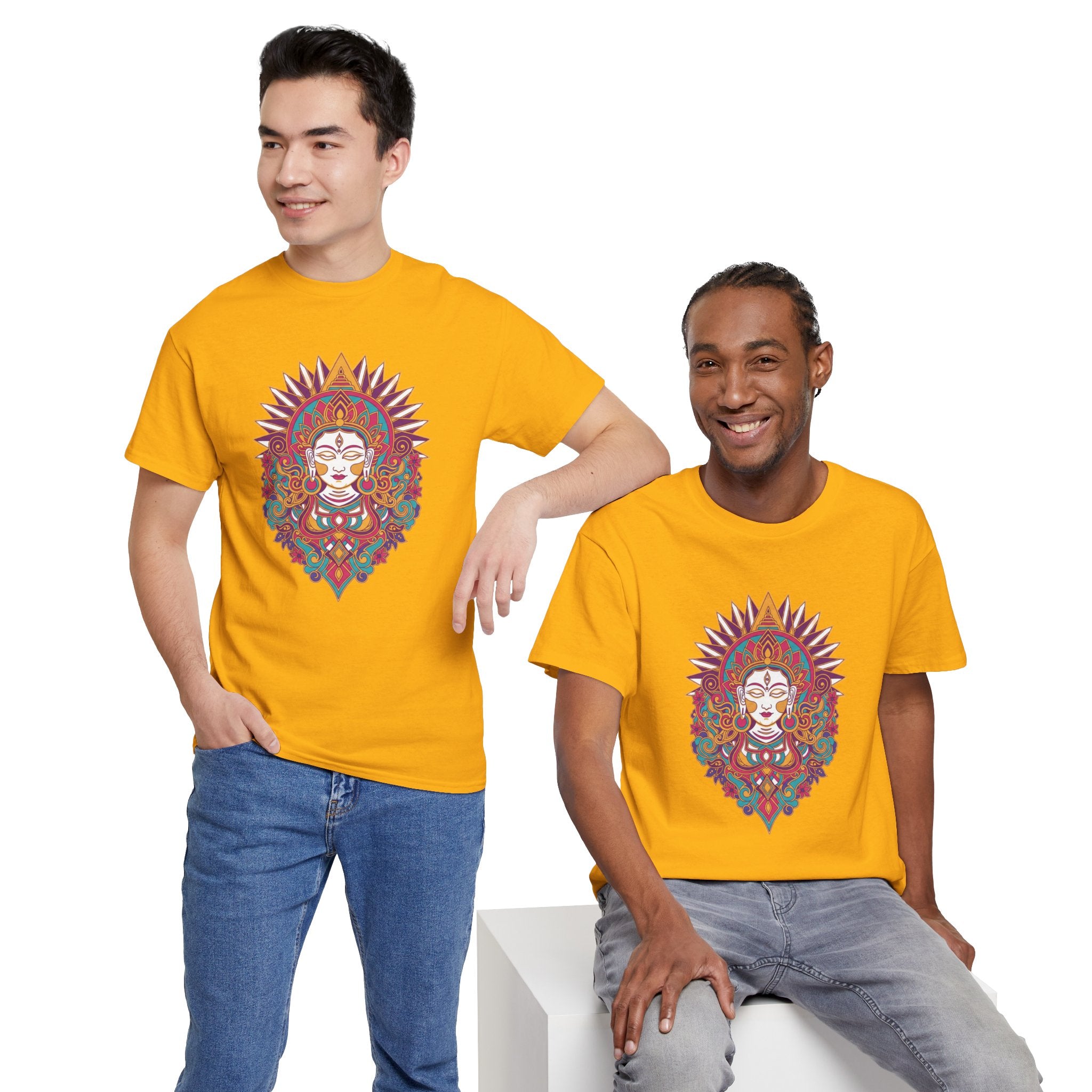 Spiritual Goddess Sun Mandala Tee — Colorful Boho Yoga T‑Shirt