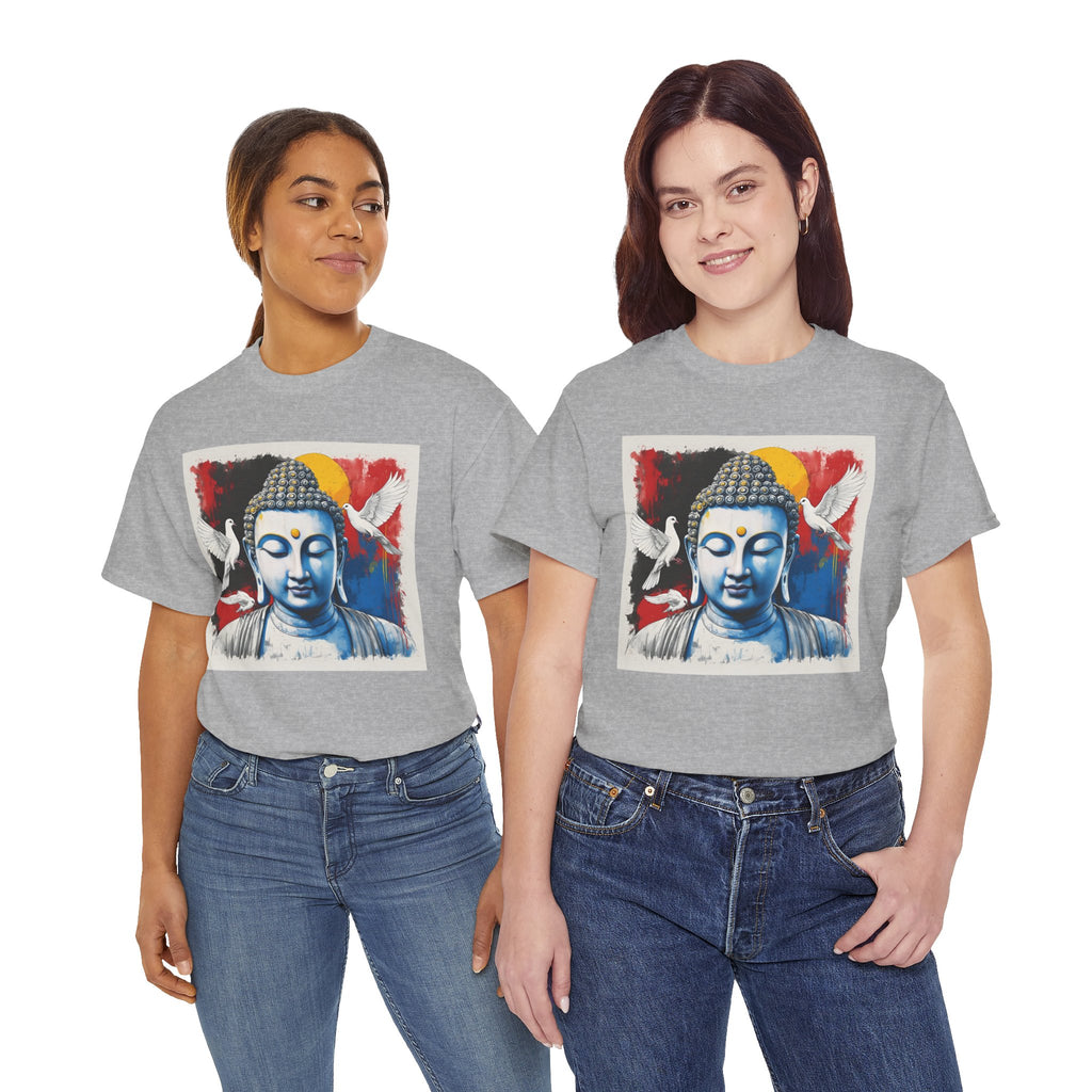 Buddha Peace Tee — Colorful Buddha & Doves Graphic T-Shirt