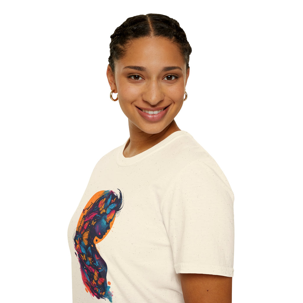 Butterfly Silhouette T-Shirt — Colorful Floral Profile Tee