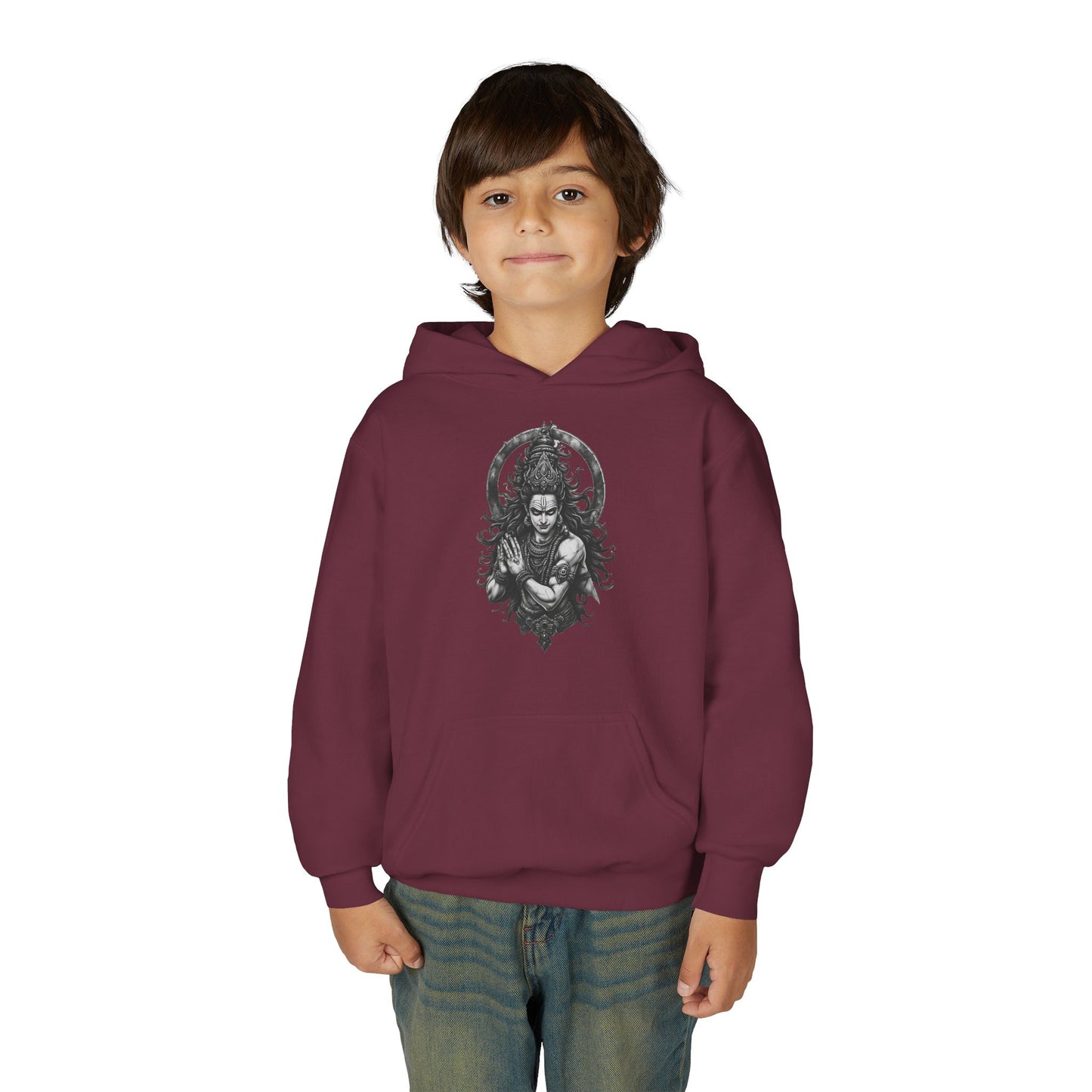 Youth Hoodie with Gothic Goddess Skull Art — Dark Fantasy Graphic Pullover