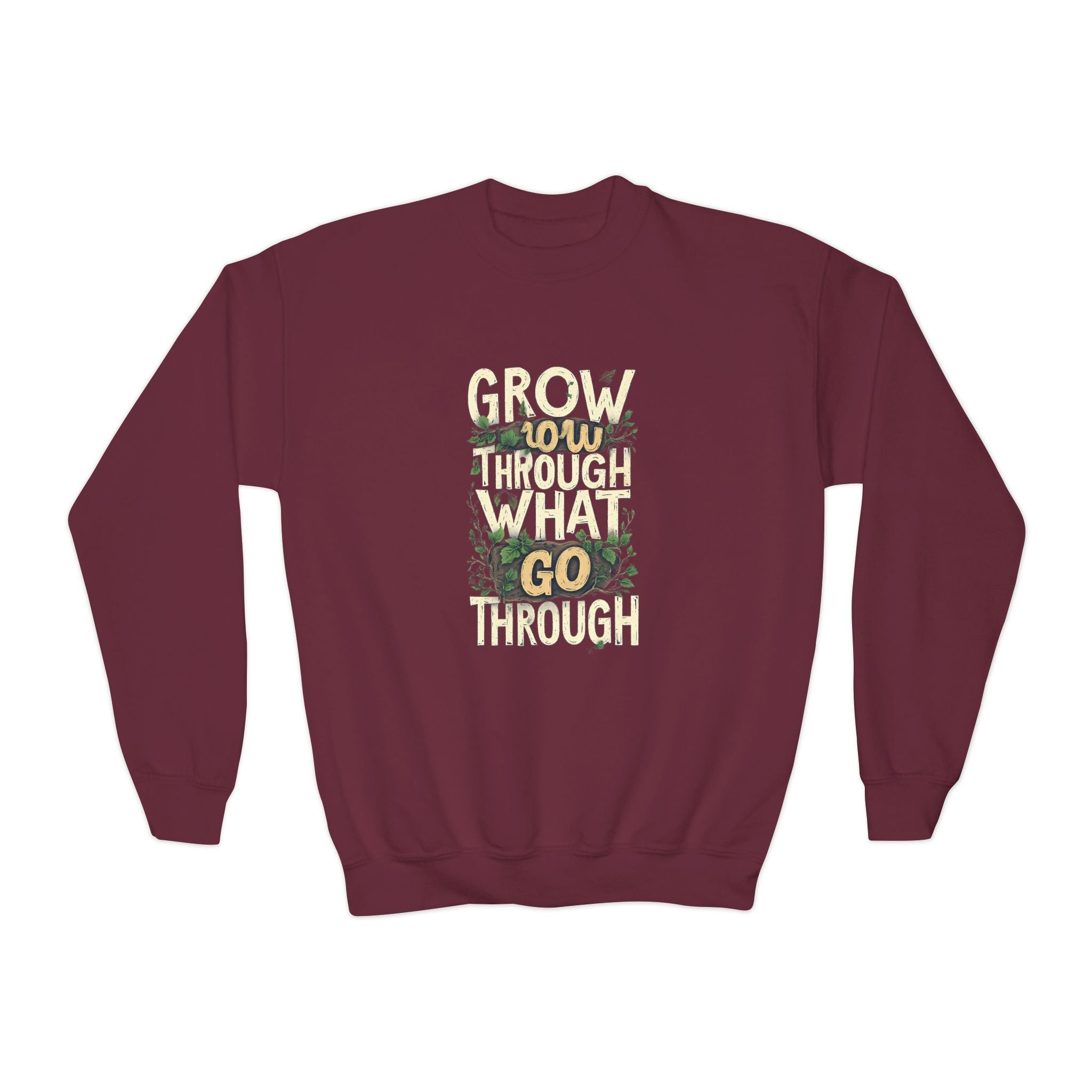 Youth Crewneck "Grow Slow, Go Far" Floral Sweatshirt