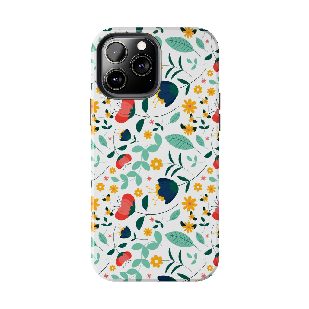 Floral Pattern Tough Phone Case — Colorful Spring Flowers Phone Cover