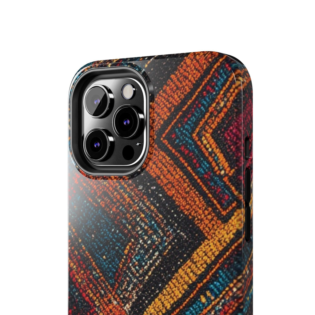 Tough Phone Case — Boho Geometric Rug Pattern, Protective iPhone Cover