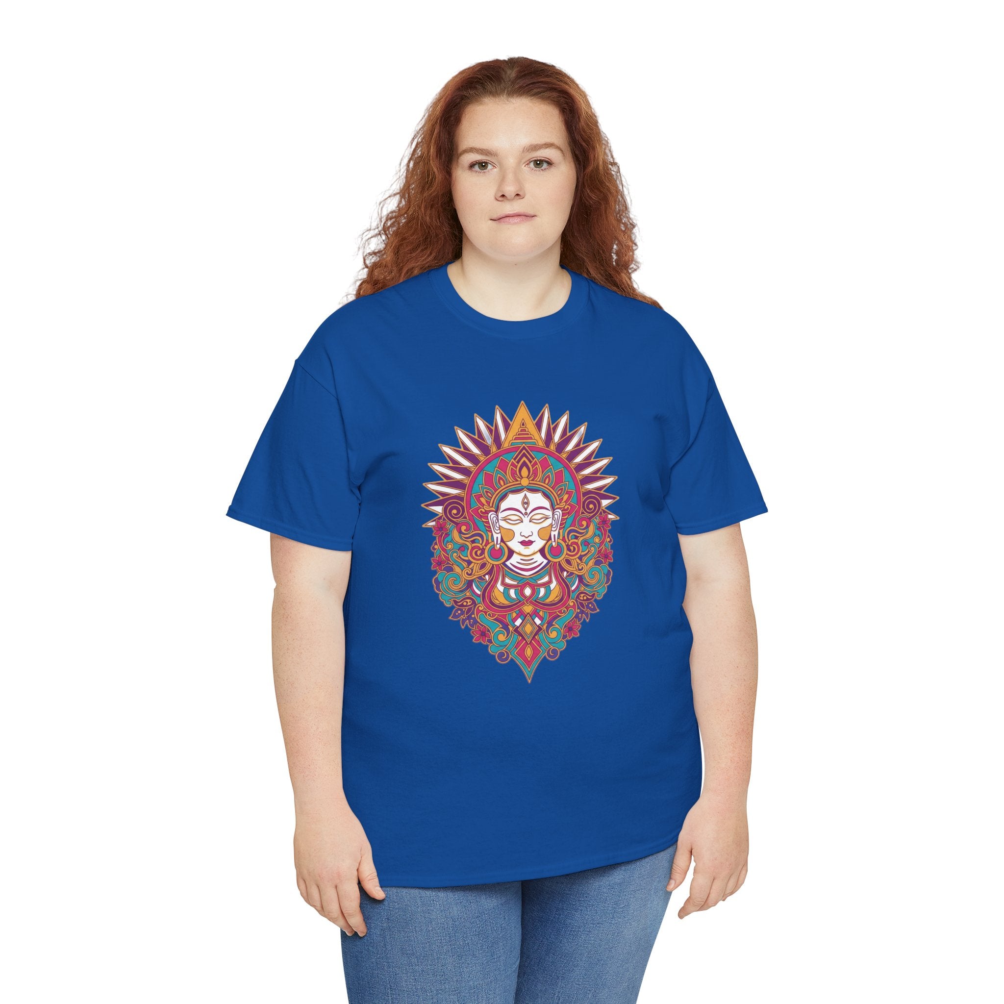 Spiritual Goddess Sun Mandala Tee — Colorful Boho Yoga T‑Shirt