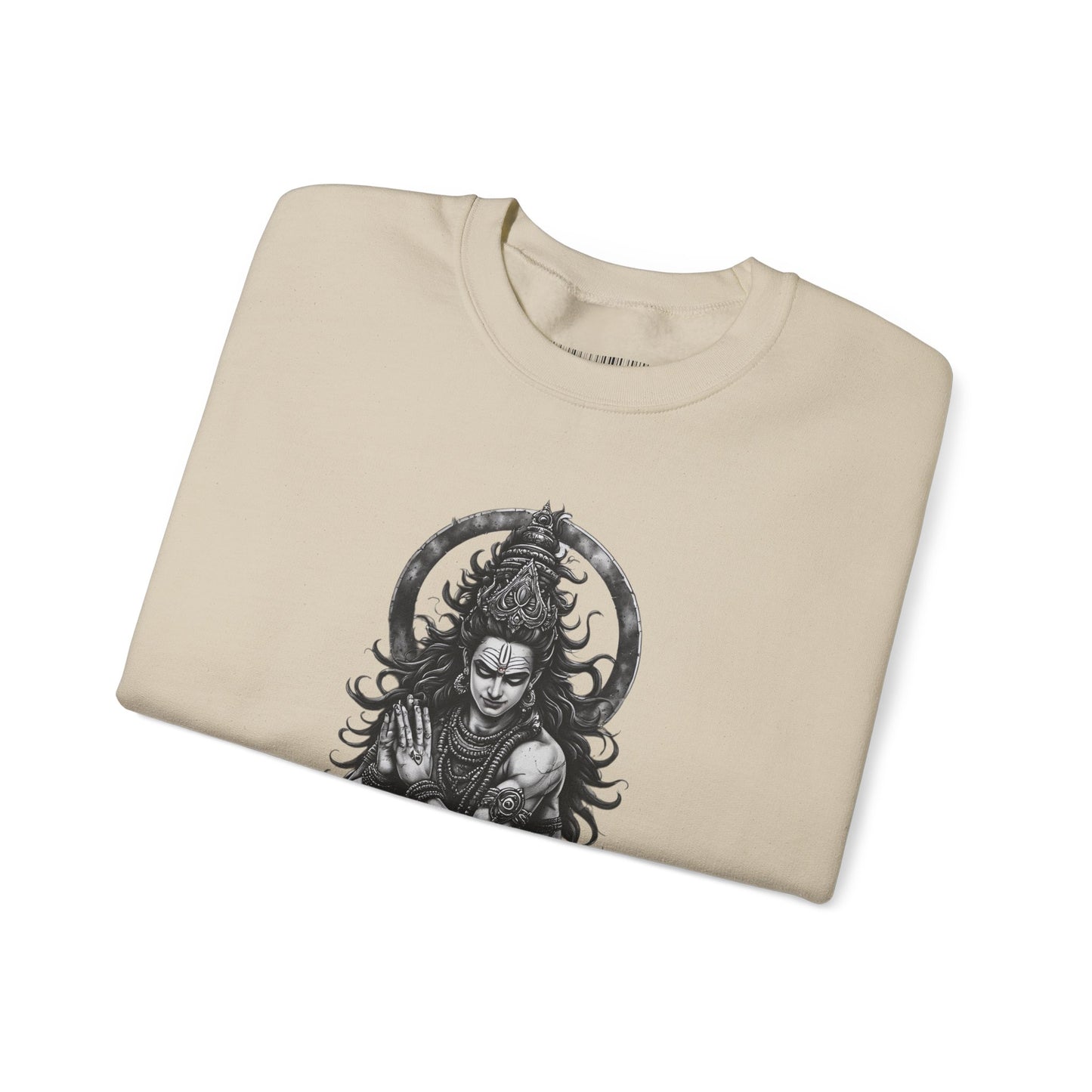 Shiva Meditation Crewneck Sweatshirt — Detailed Shiva Portrait Spiritual Yoga Pullover
