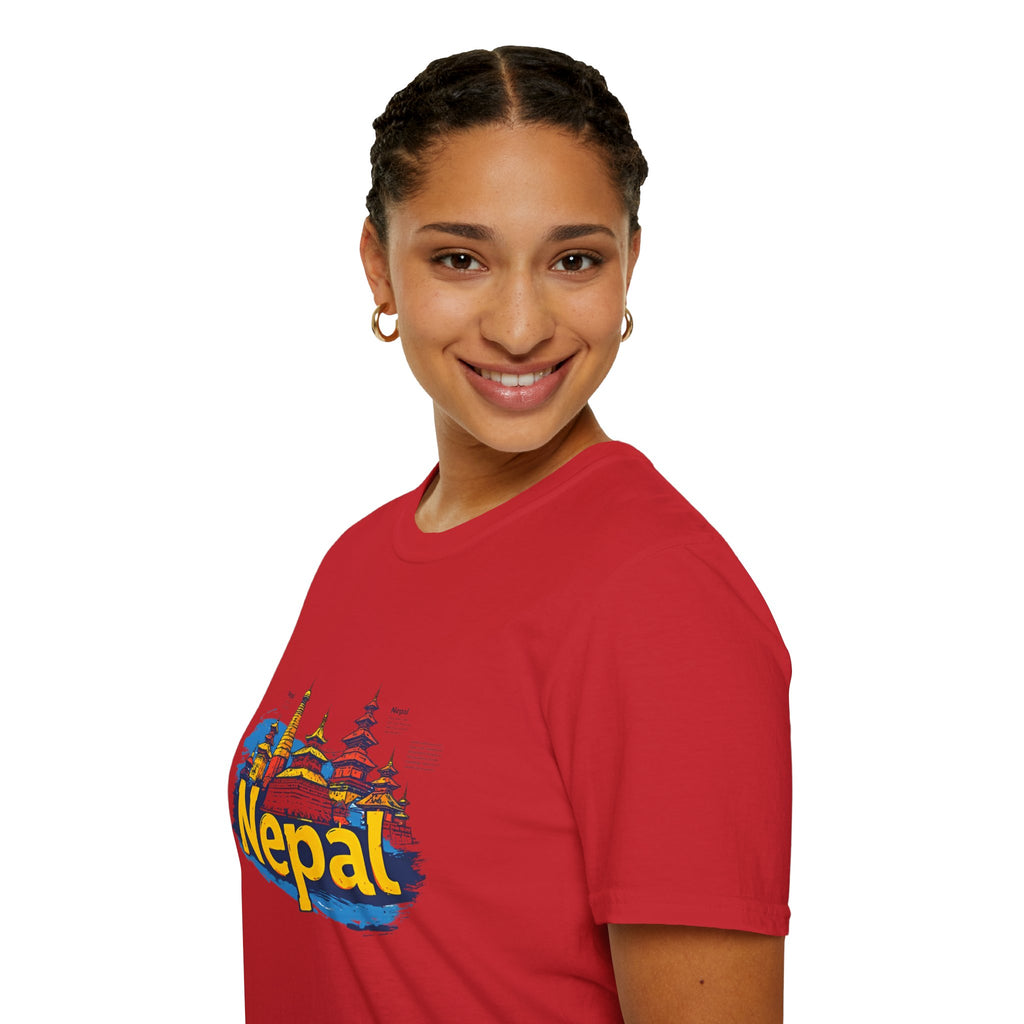Nepal Temple Skyline T-Shirt – Nepali Cultural Heritage Graphic Tee, Travel & Spiritual Design