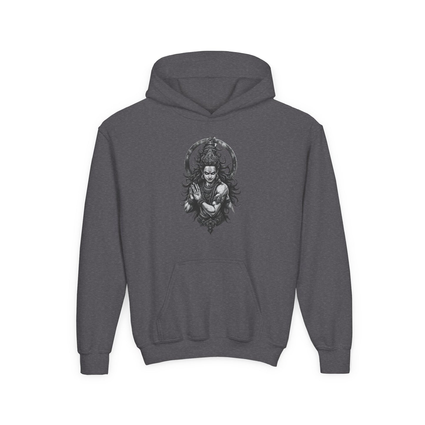 Youth Hoodie with Gothic Goddess Skull Art — Dark Fantasy Graphic Pullover