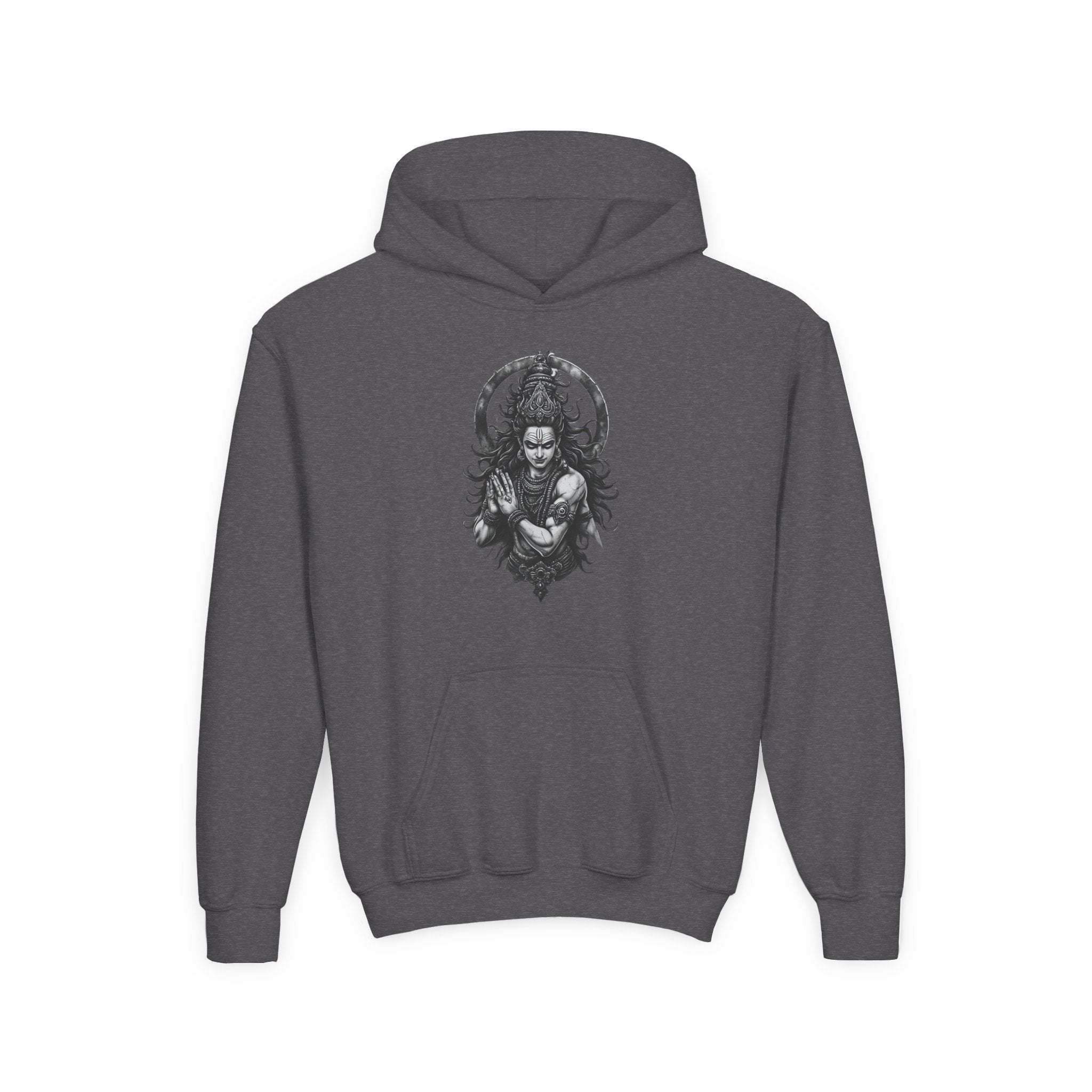 Youth Hoodie with Gothic Goddess Skull Art — Dark Fantasy Graphic Pullover