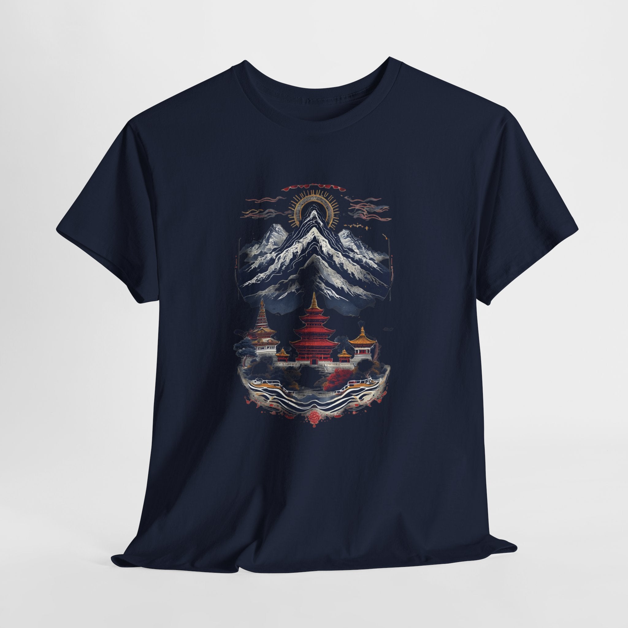 Japanese Mountain Pagoda T-Shirt — Zen Temple Landscape Tee