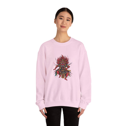 Crewneck Sweatshirt — Red Demon Guardian Graphic