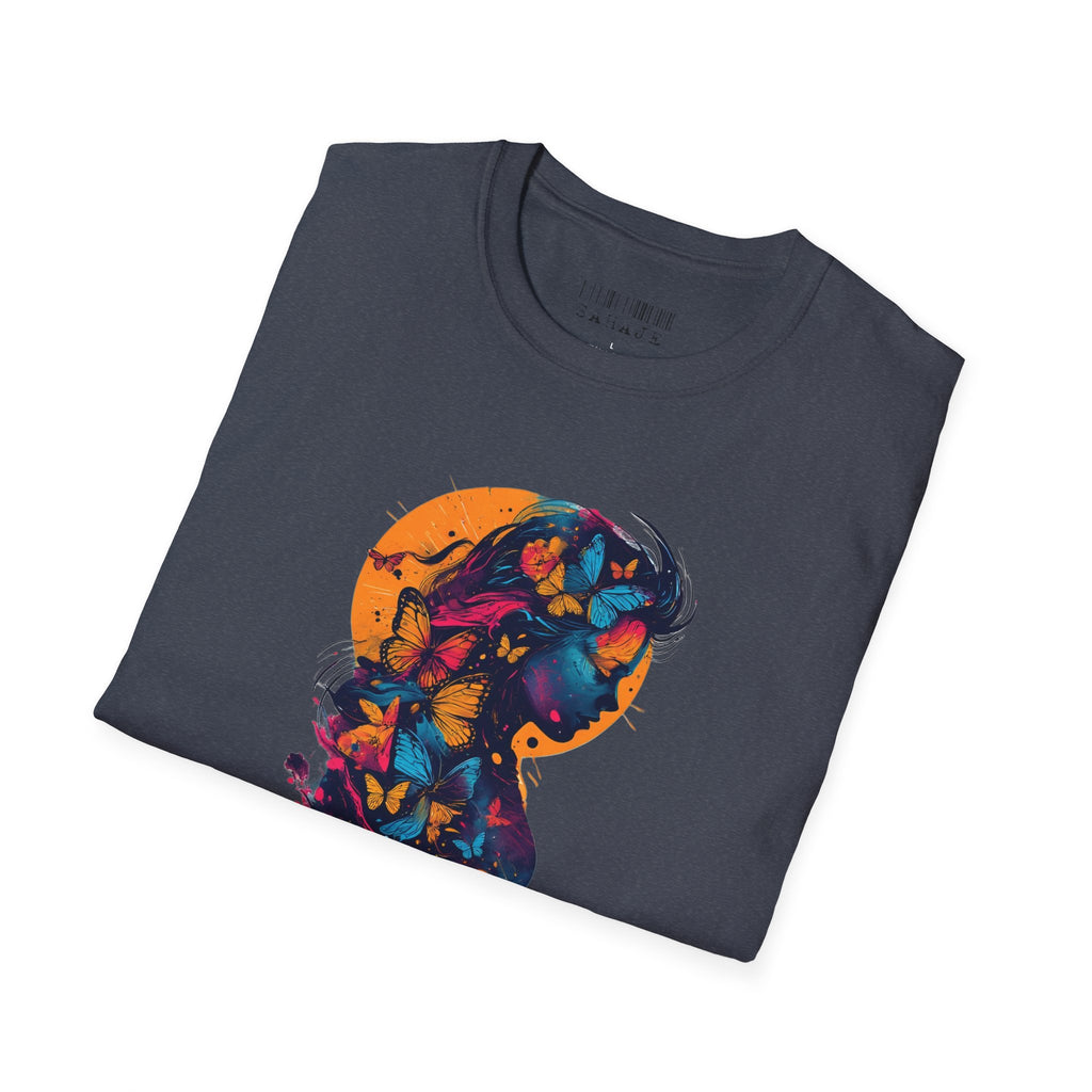 Butterfly Silhouette T-Shirt — Colorful Floral Profile Tee