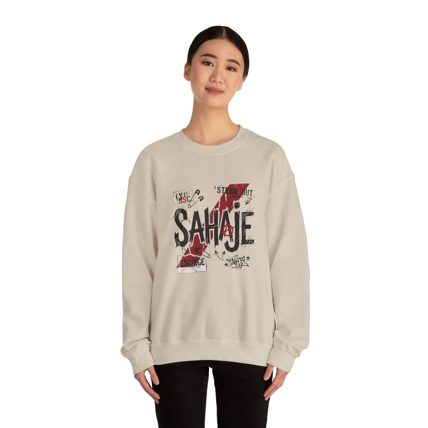 Sahaje Graphic Crewneck Sweatshirt – Streetwear Logo Pullover