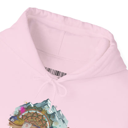 Adventure Landscape Hoodie — Cozy Mountain & Cabin Graphic Sweatshirt