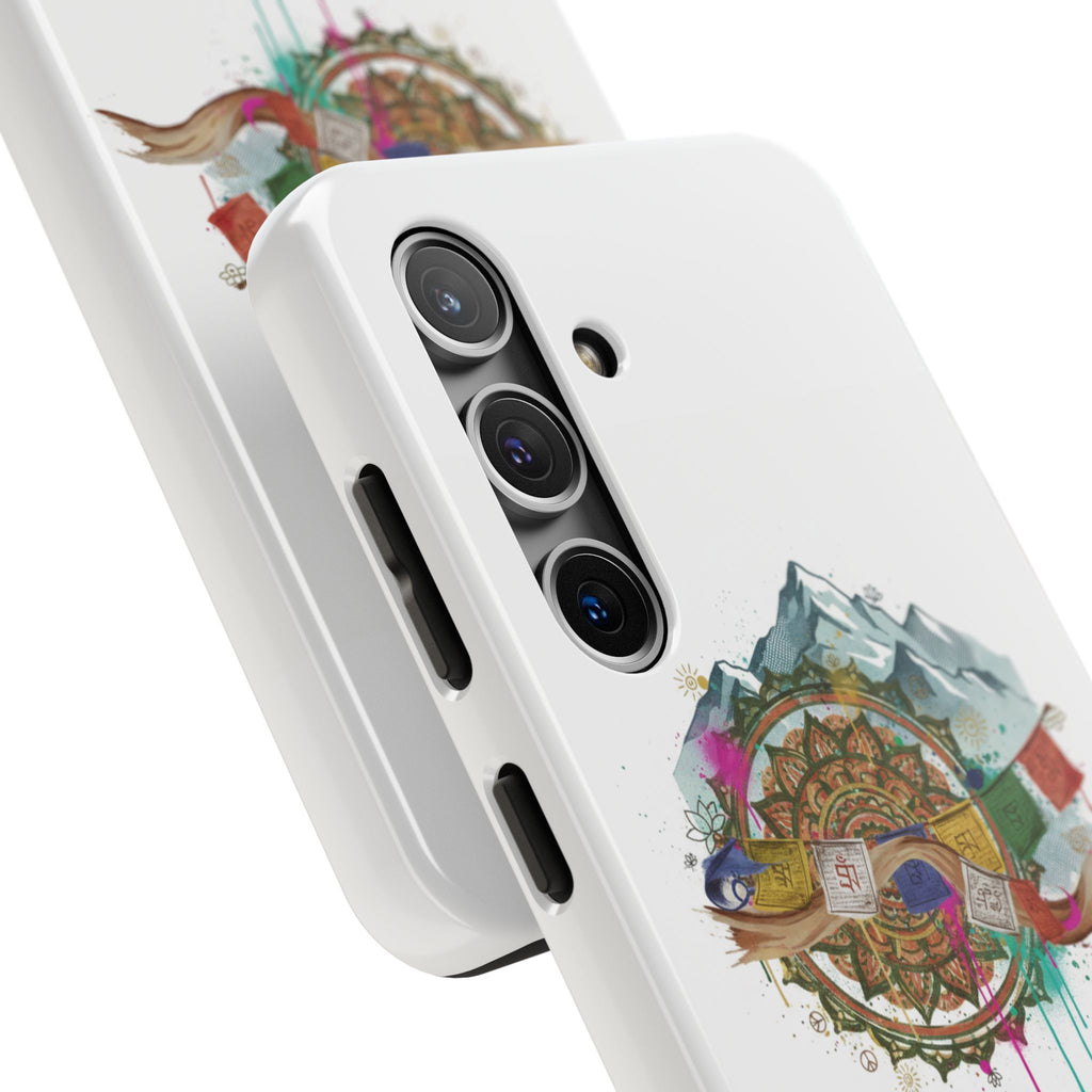 Mountain Compass Tough Phone Case with Prayer Flags & Fish Design