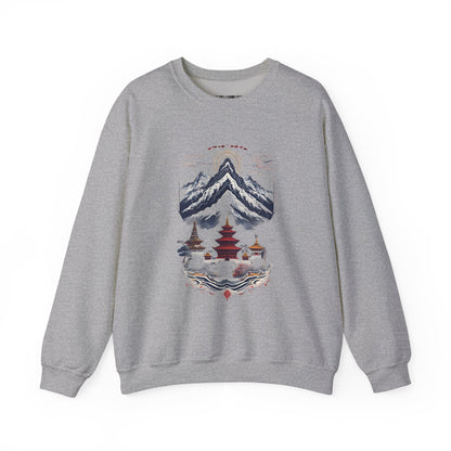Japanese Mountain Pagoda Crewneck Sweatshirt