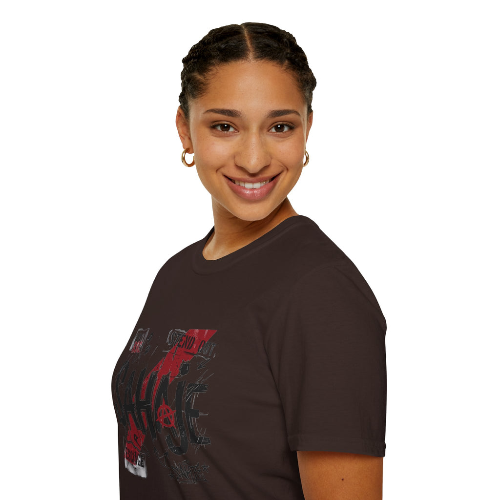 Sahajé Graphic T-Shirt — Bold Streetwear Tee with Red Slash Design