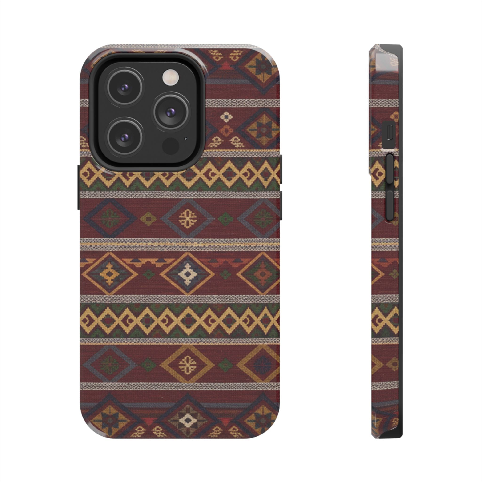 Aztec Pattern Tough Phone Case — Rustic Tribal Protective Cover