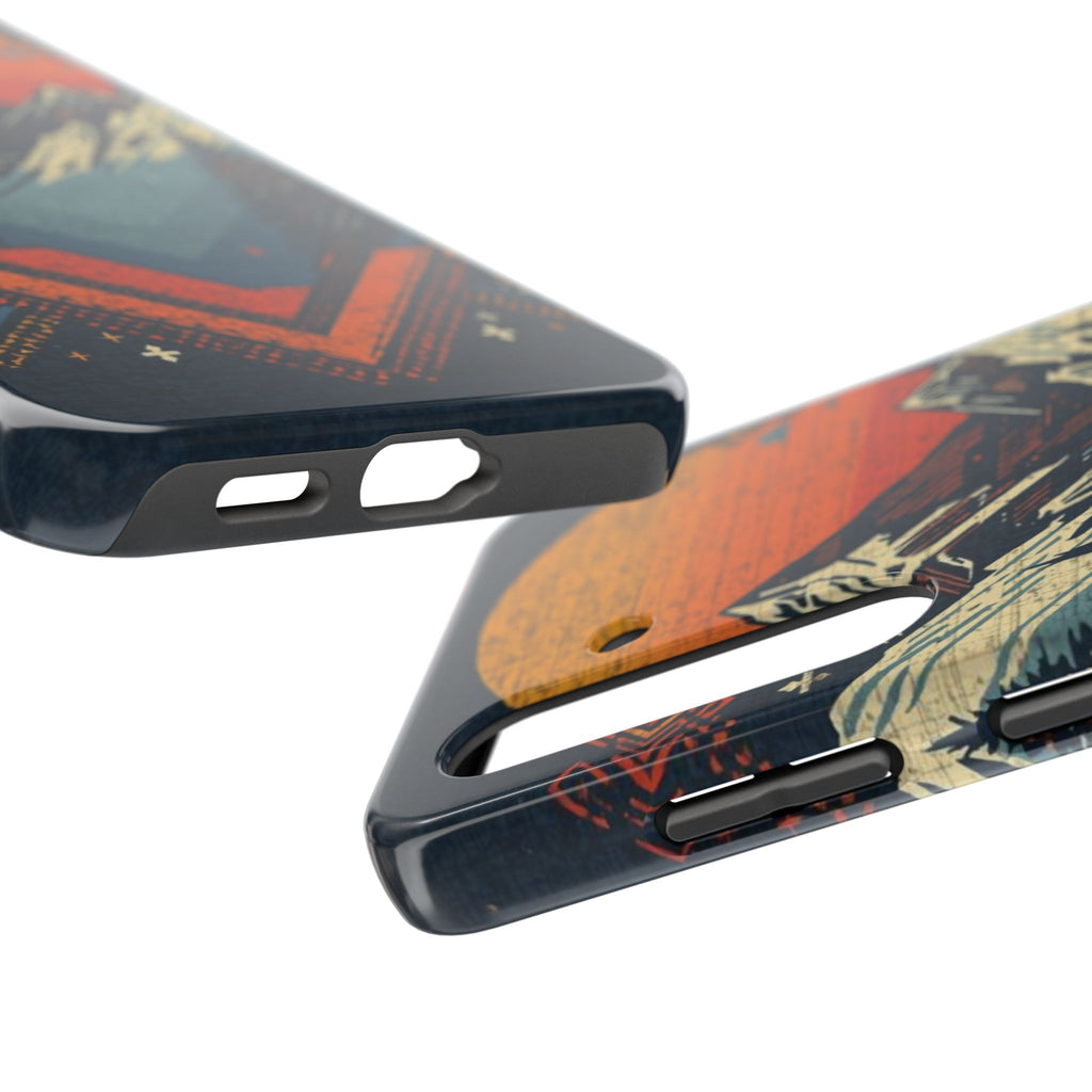 Tough Phone Case — Retro Mountain Sunset Design