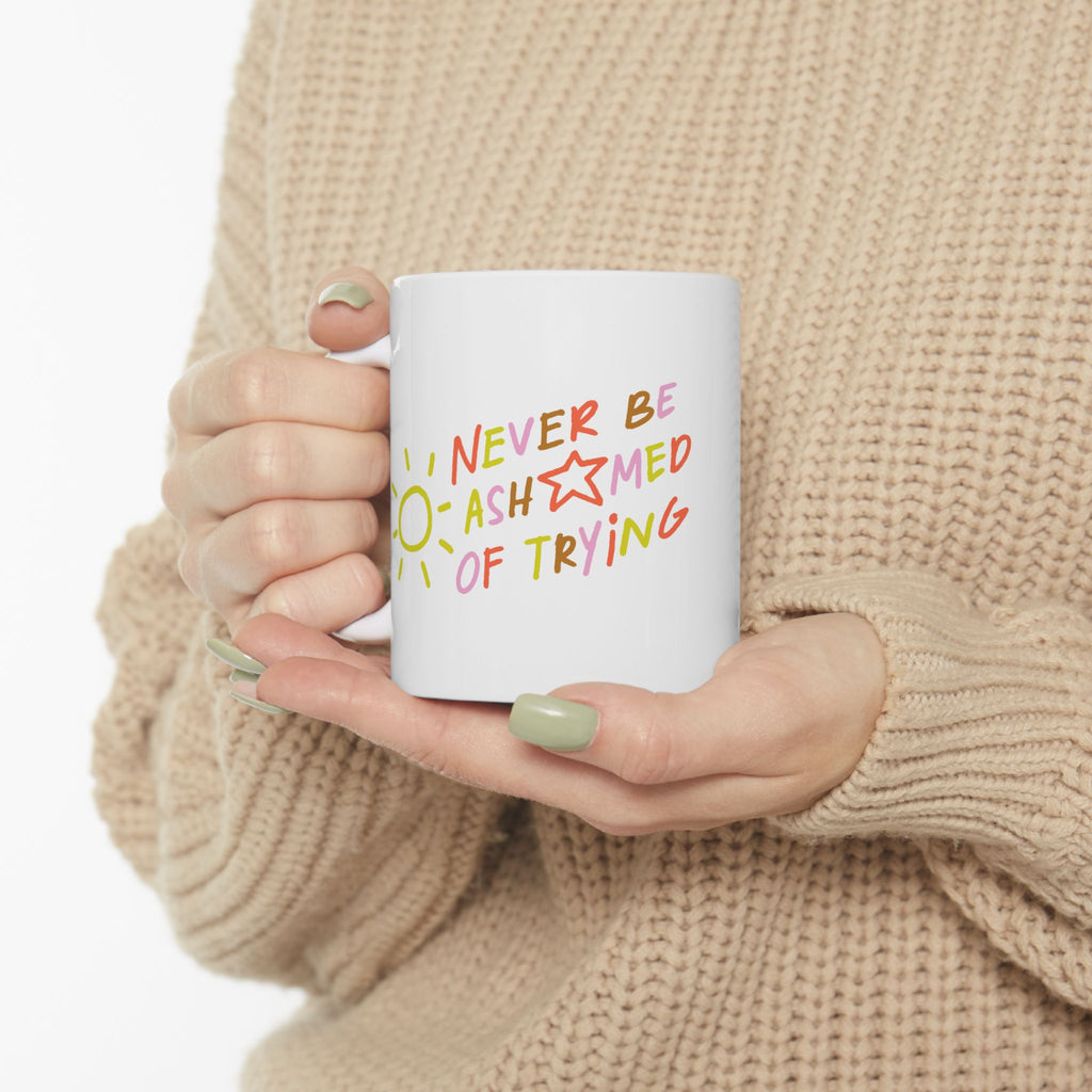 Brighten Your Day Ceramic Mug - Inspirational Coffee Cup, Motivational Drinkware, Gift for Friends, Office Mug, Cute Kitchenware