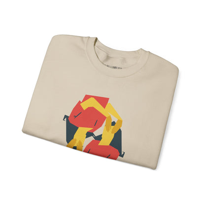 Abstract Flamingo Geometric Crewneck Sweatshirt