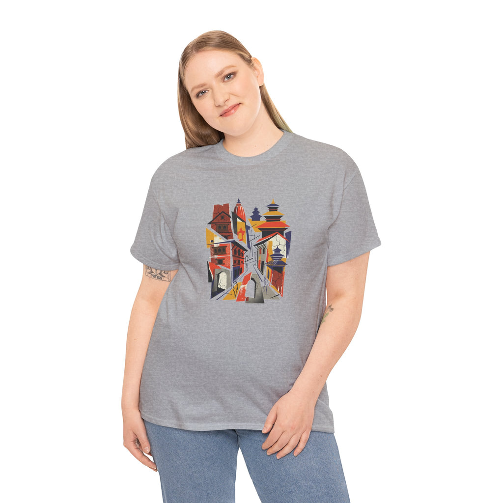 Cityscape Abstract Tee — Colorful Urban Architecture Graphic T‑Shirt