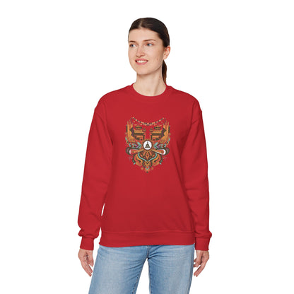 Vintage Tribal Fox Sweatshirt — Geometric Forest Animal Crewneck
