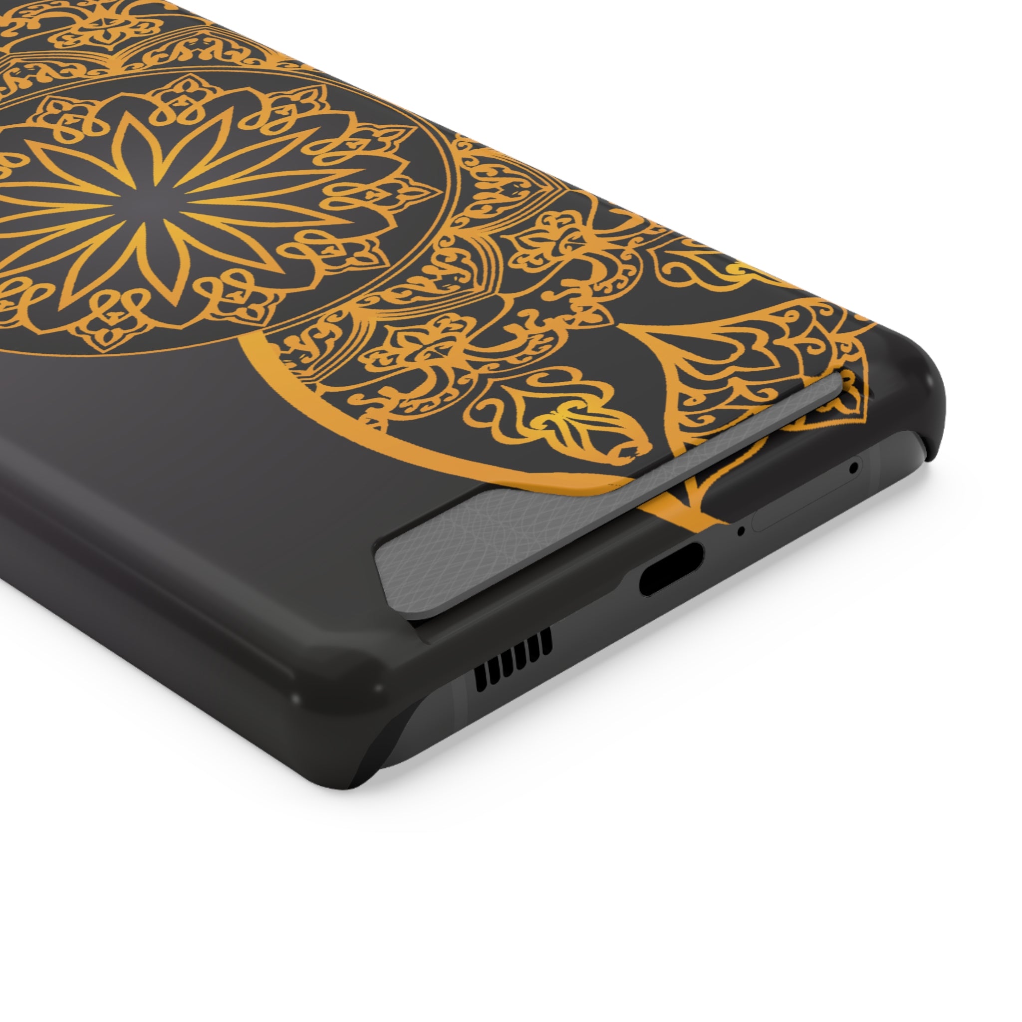 Elegant Mandala Phone Case With Card Holder, Boho Chic Gift, Smartphone Protector, Functional Accessory, Stylish Tech Decor