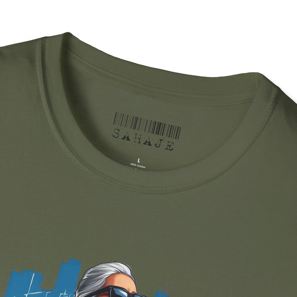 Newa Maicha Riding Scooter T-Shirt – Newari Woman in New York Graphic Tee, Cultural & Urban Design
