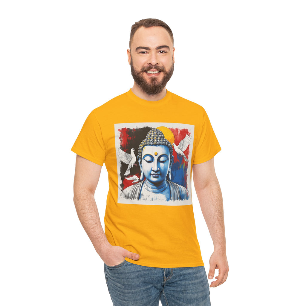 Buddha Peace Tee — Colorful Buddha & Doves Graphic T-Shirt