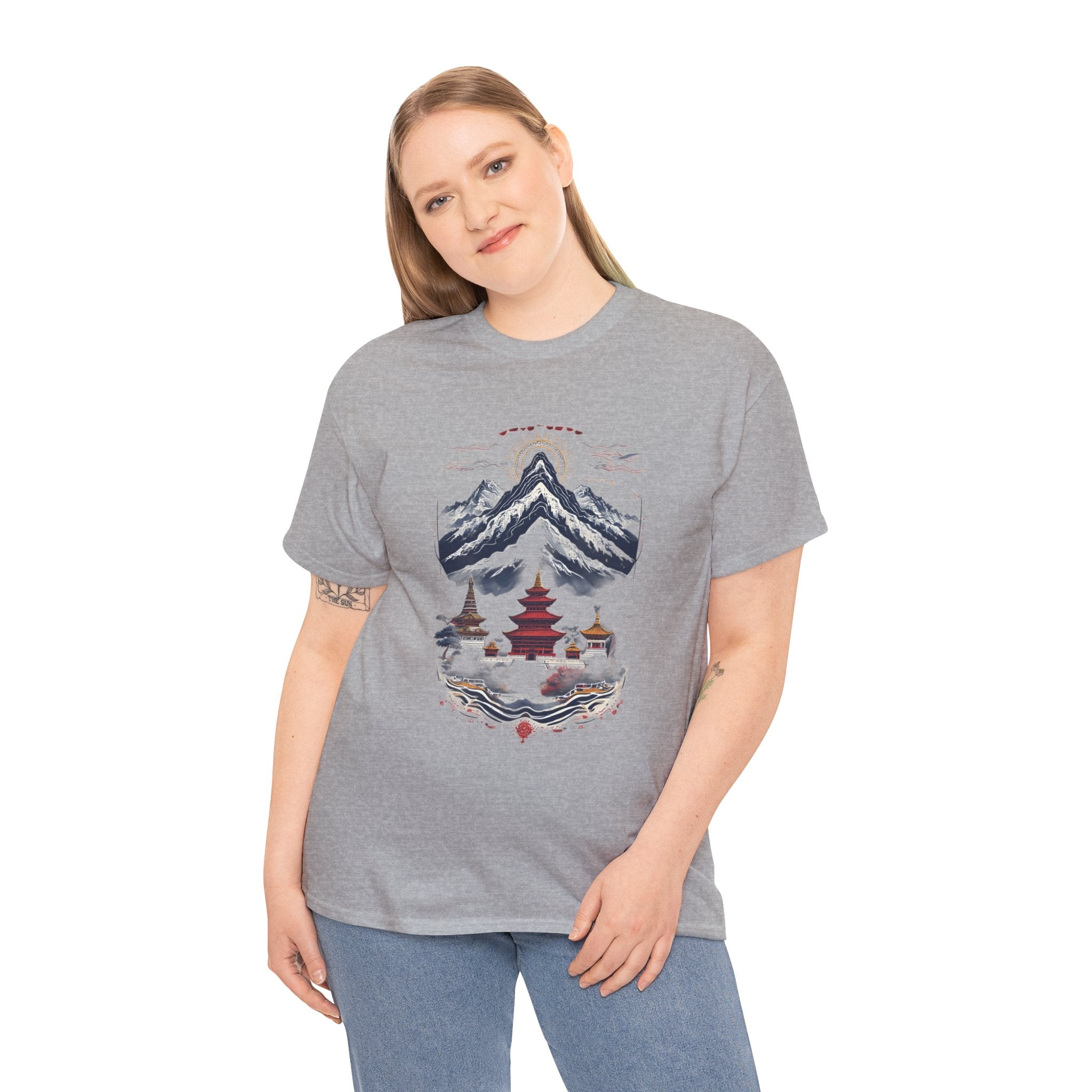 Japanese Mountain Pagoda T-Shirt — Zen Temple Landscape Tee