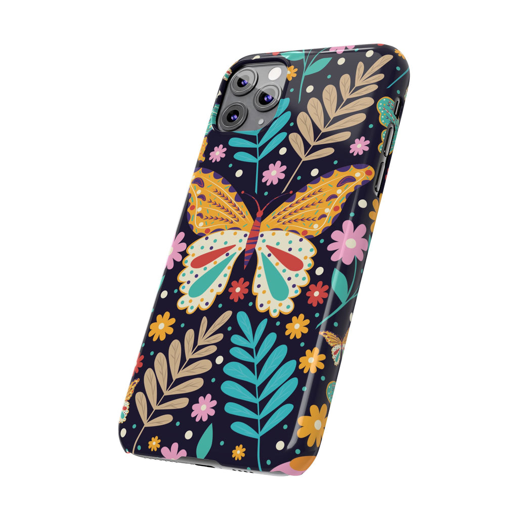 Butterfly Floral Slim Phone Case — Colorful Boho Garden Design