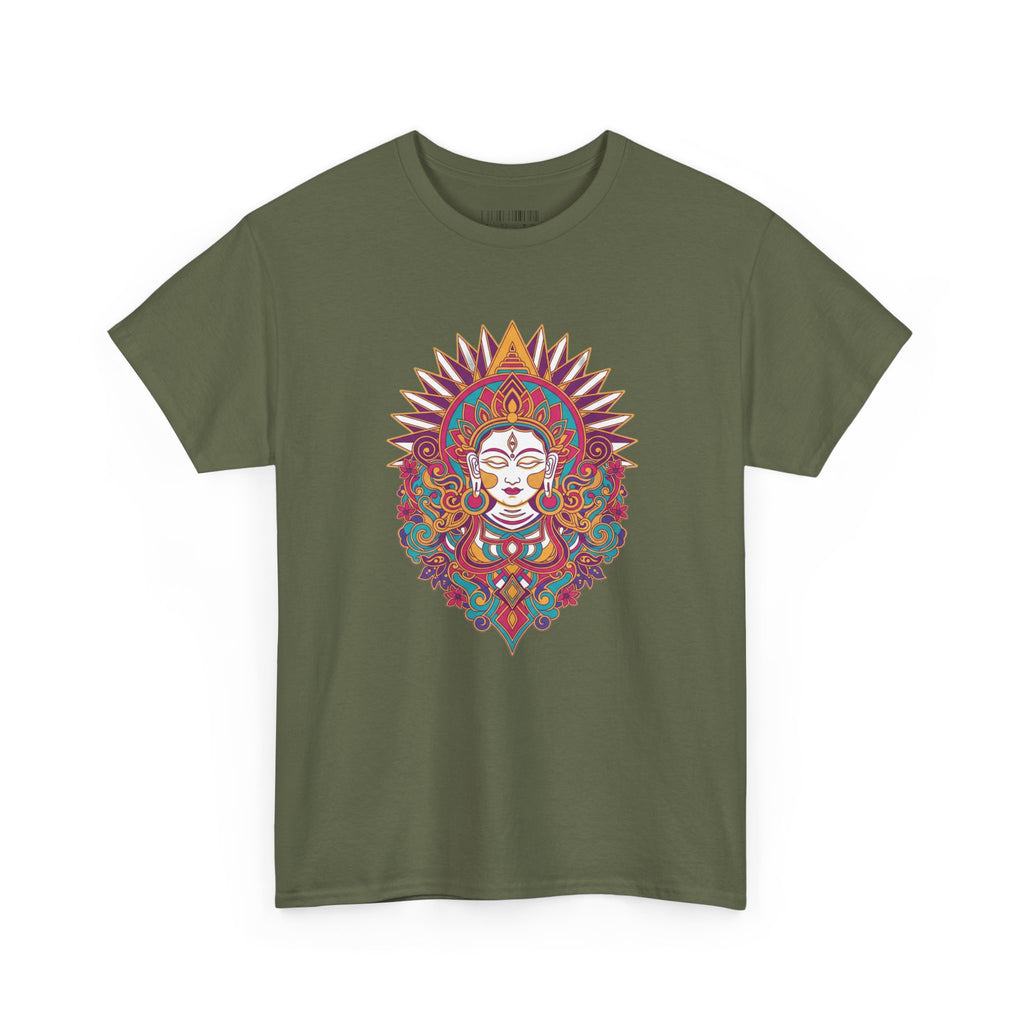 Spiritual Goddess Sun Mandala Tee — Colorful Boho Yoga T‑Shirt