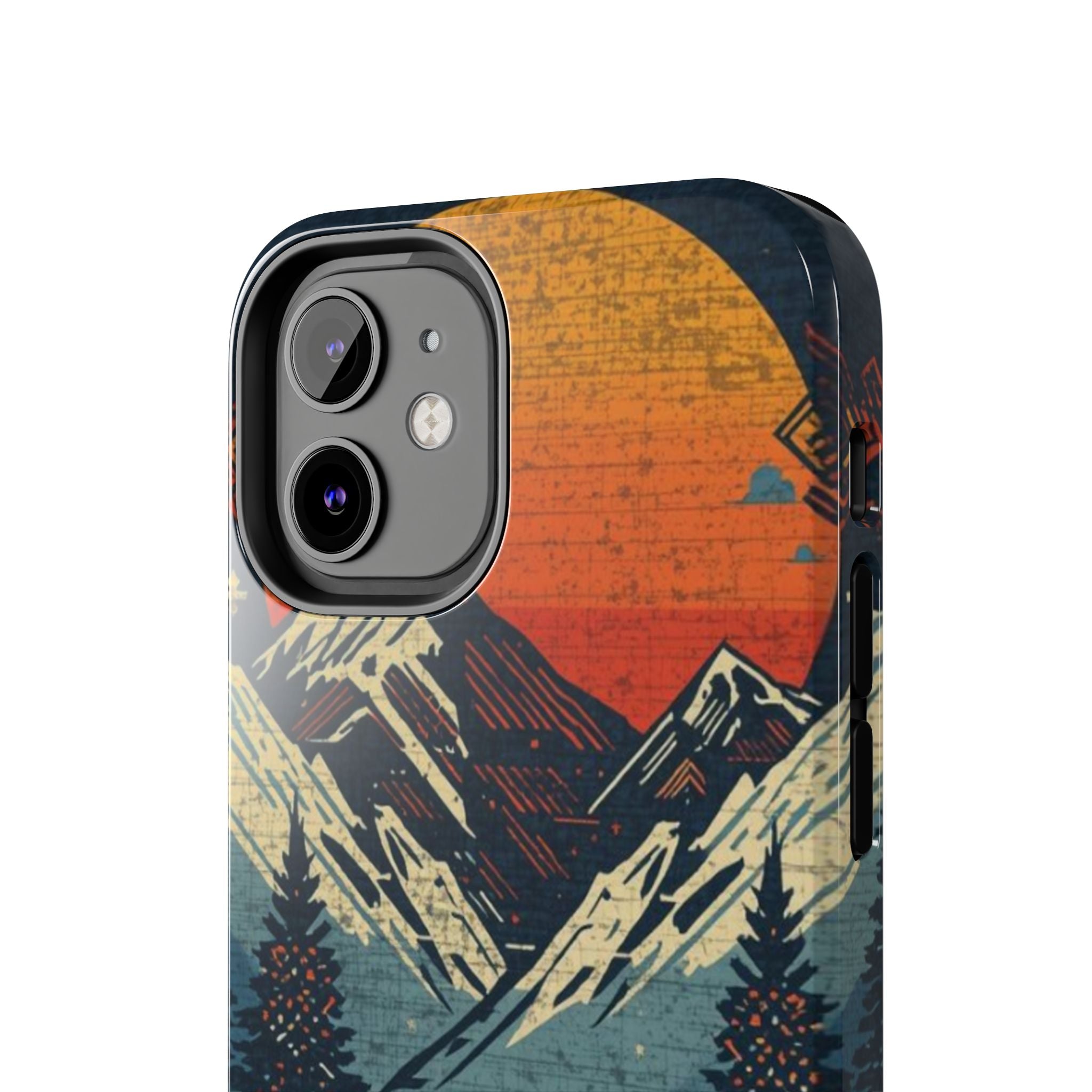 Tough Phone Case — Retro Mountain Sunset Design