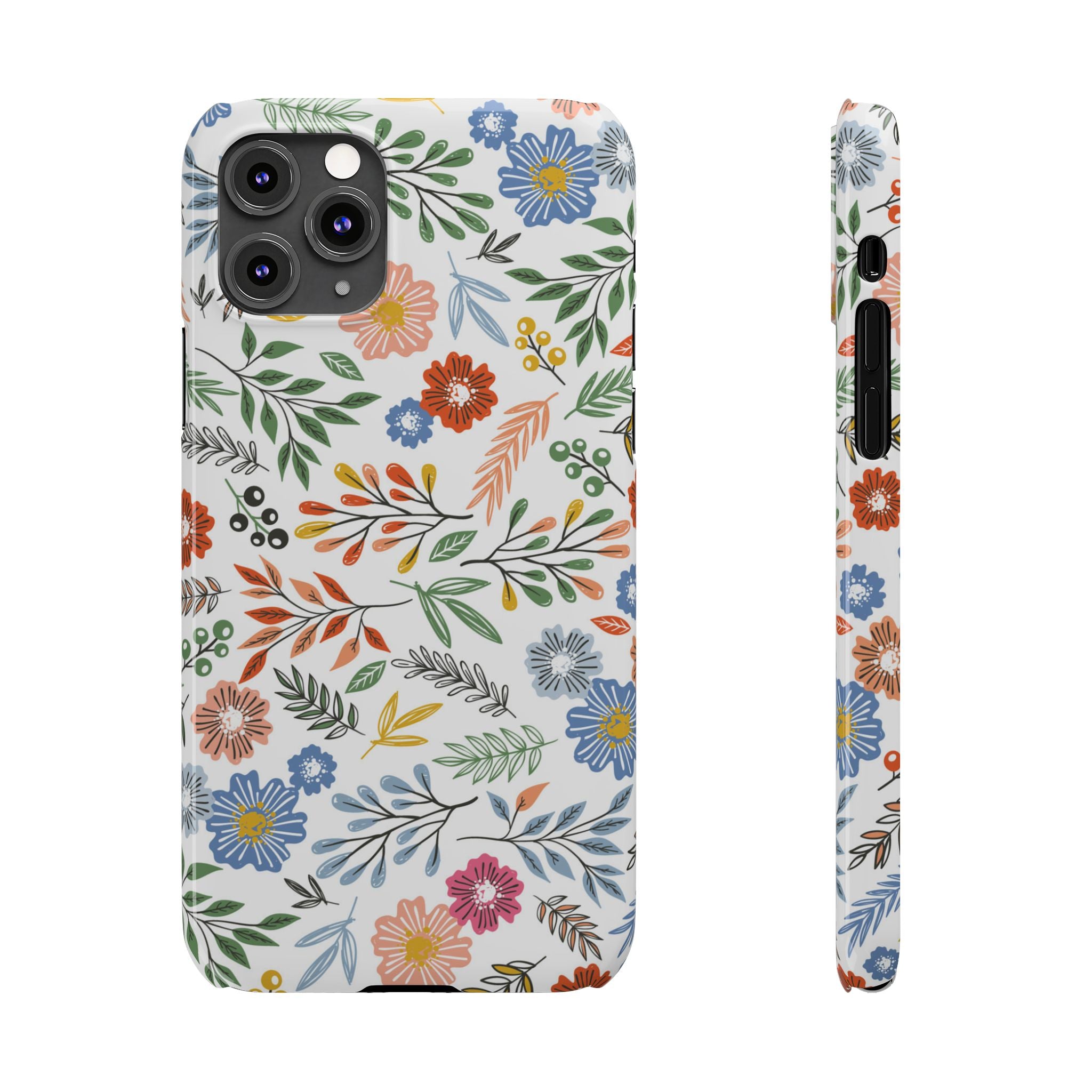 Slim Floral Phone Case — Colorful Hand-Drawn Wildflower Design