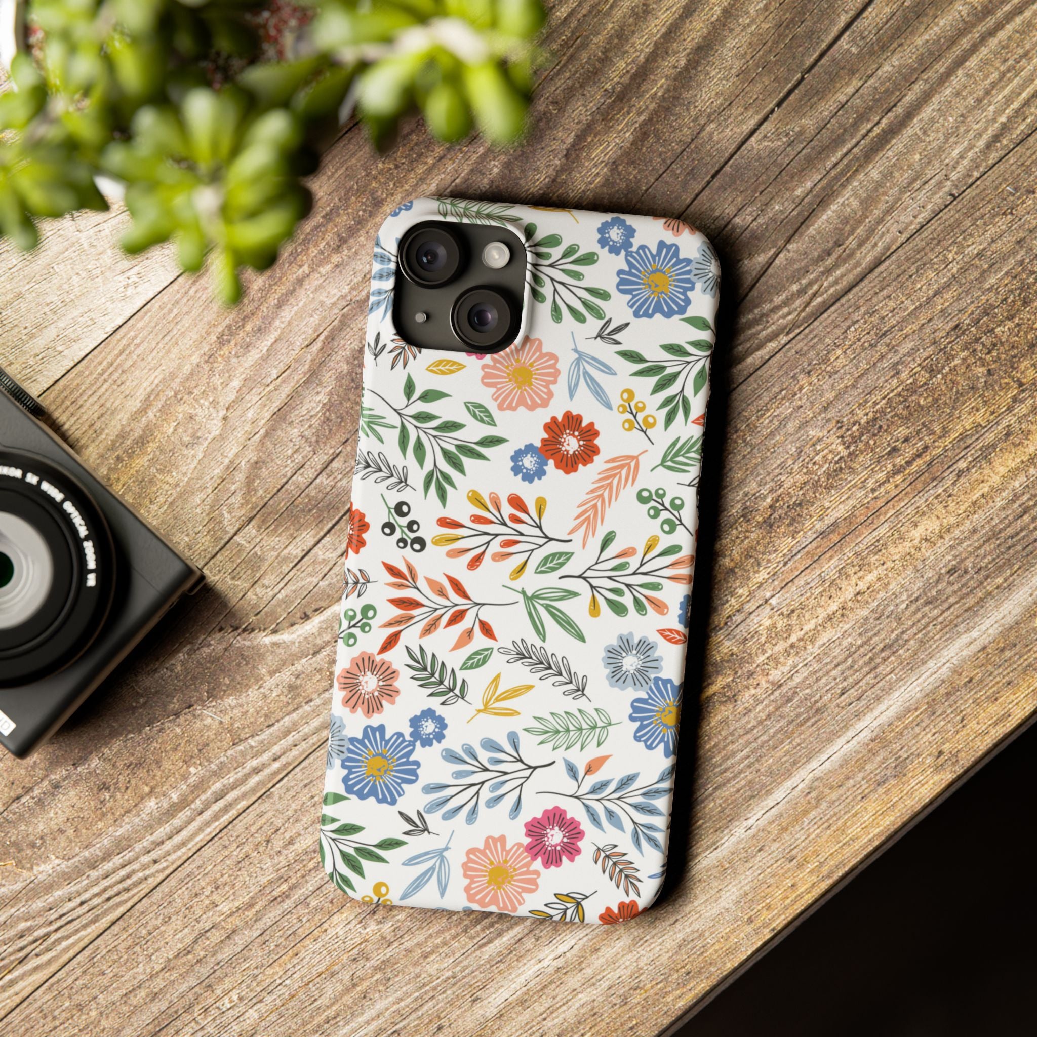 Slim Floral Phone Case — Colorful Hand-Drawn Wildflower Design