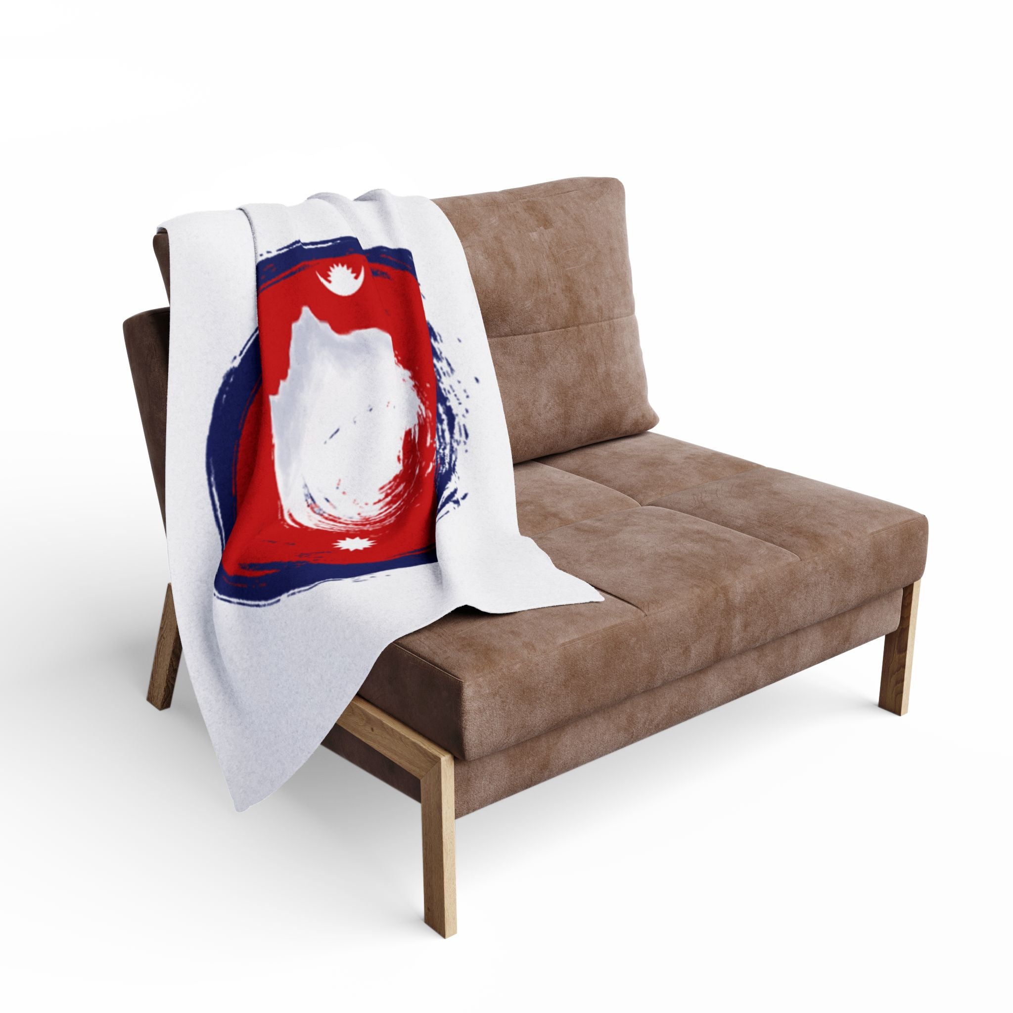 Fleece Blanket — Nepal Flag Brush Stroke Circle Design
