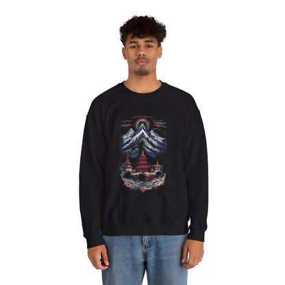 Japanese Mountain Pagoda Crewneck Sweatshirt