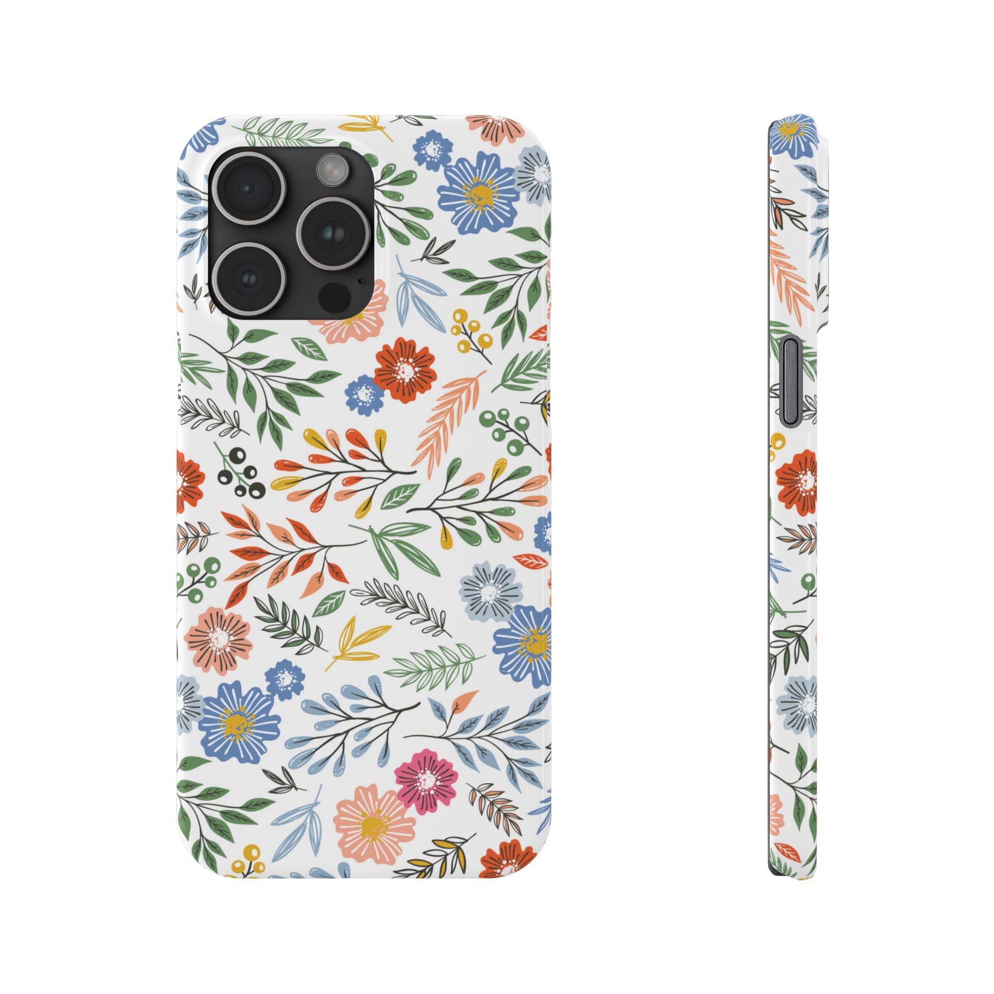 Slim Floral Phone Case — Colorful Hand-Drawn Wildflower Design