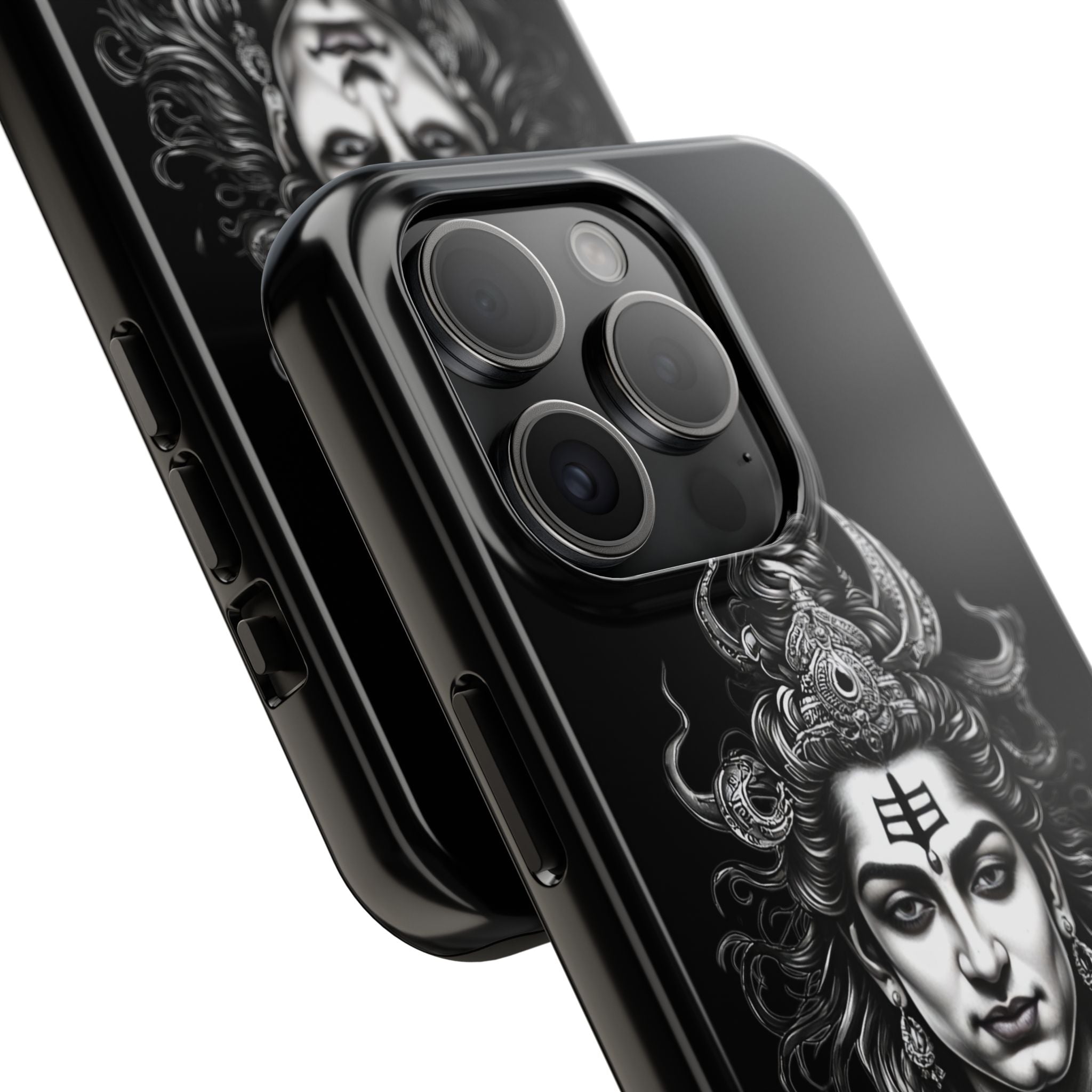 Phone Case — Intricate Lord Shiva Illustration on Black Tough Case