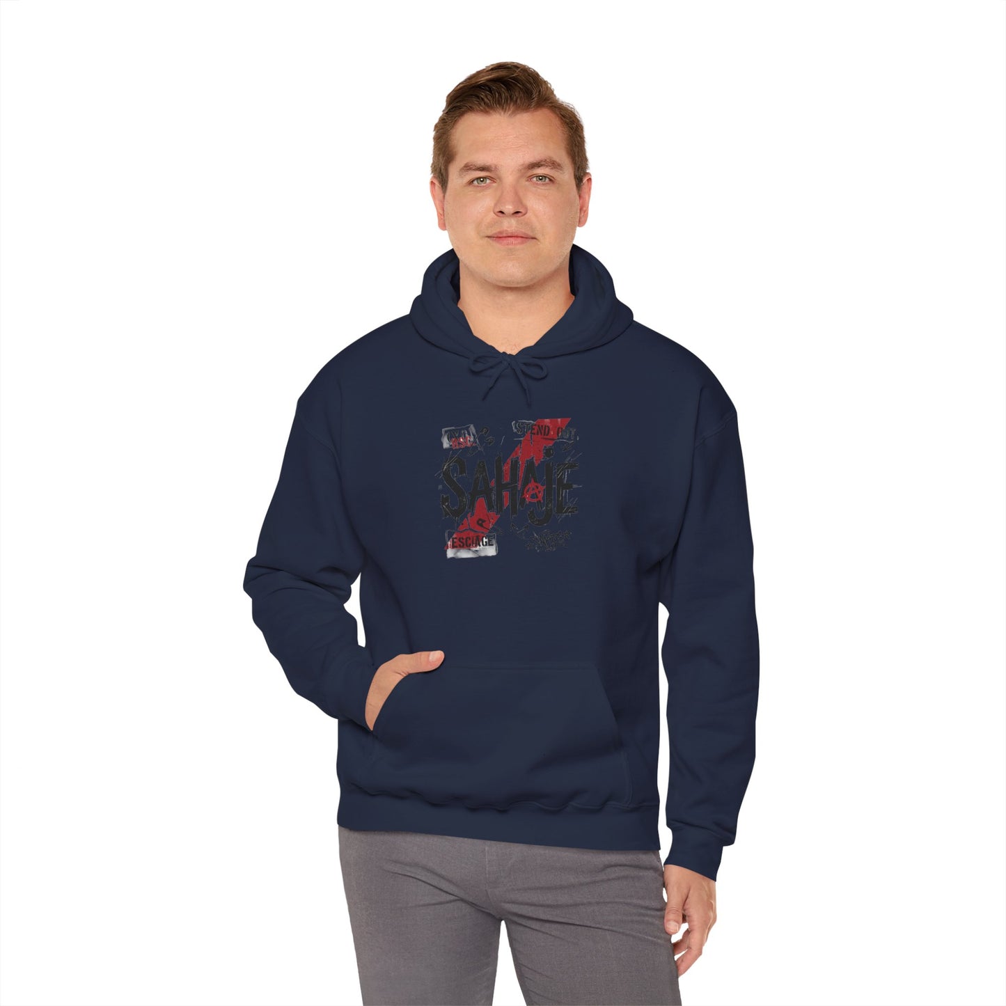 Sahaje Graphic Hoodie – Distressed Vintage Script Pullover