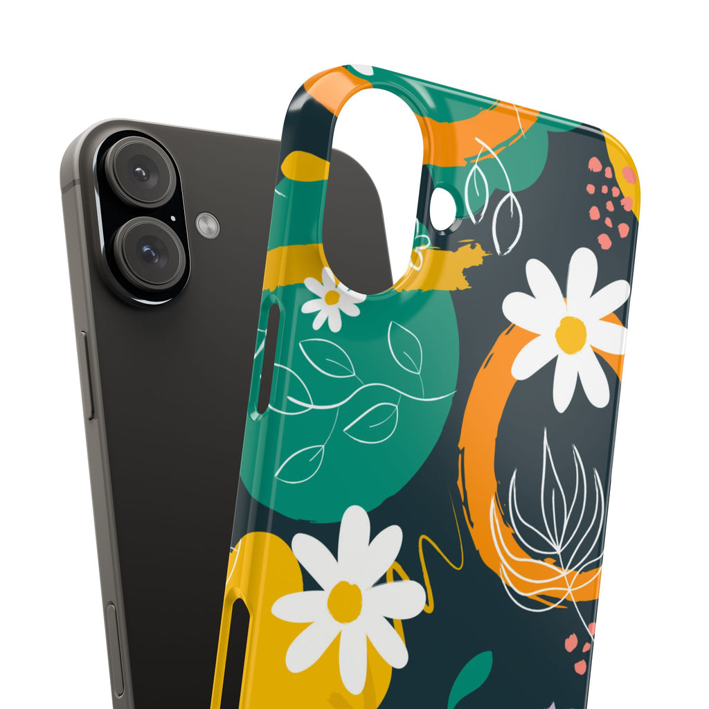 Floral Circle Slim Phone Case — Colorful Abstract Daisies Phone Cover