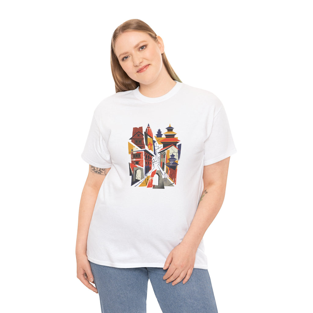 Cityscape Abstract Tee — Colorful Urban Architecture Graphic T‑Shirt