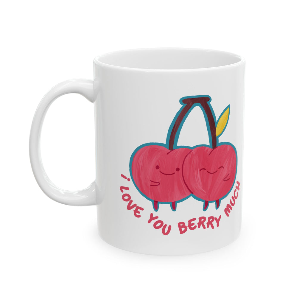 Cute Ceramic Mug - 'I Love Berry Much' - Perfect Gift for Friends, Coffee Lovers, Mother's Day, Valentine's Day, Cute Kitchen Decor