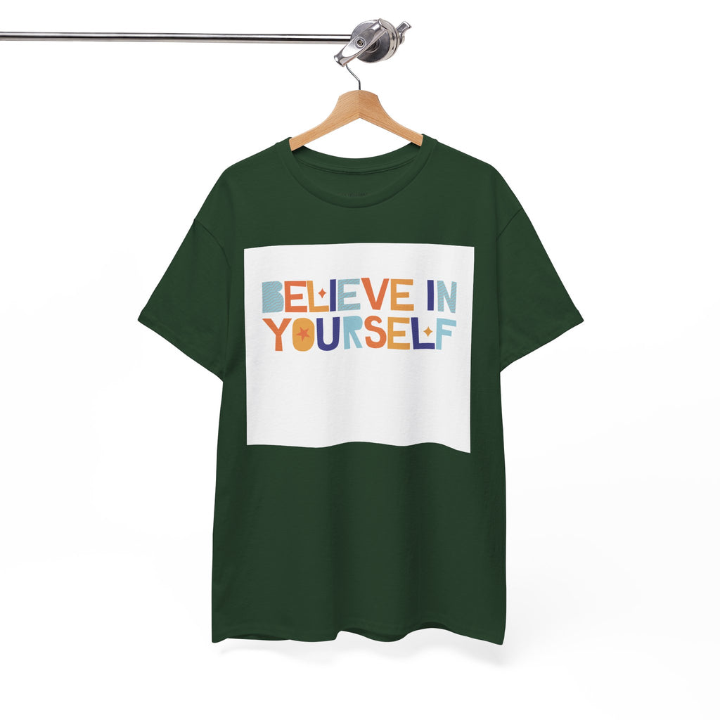 T-Shirt — "Believe in Yourself" Colorful Retro Motivational Tee