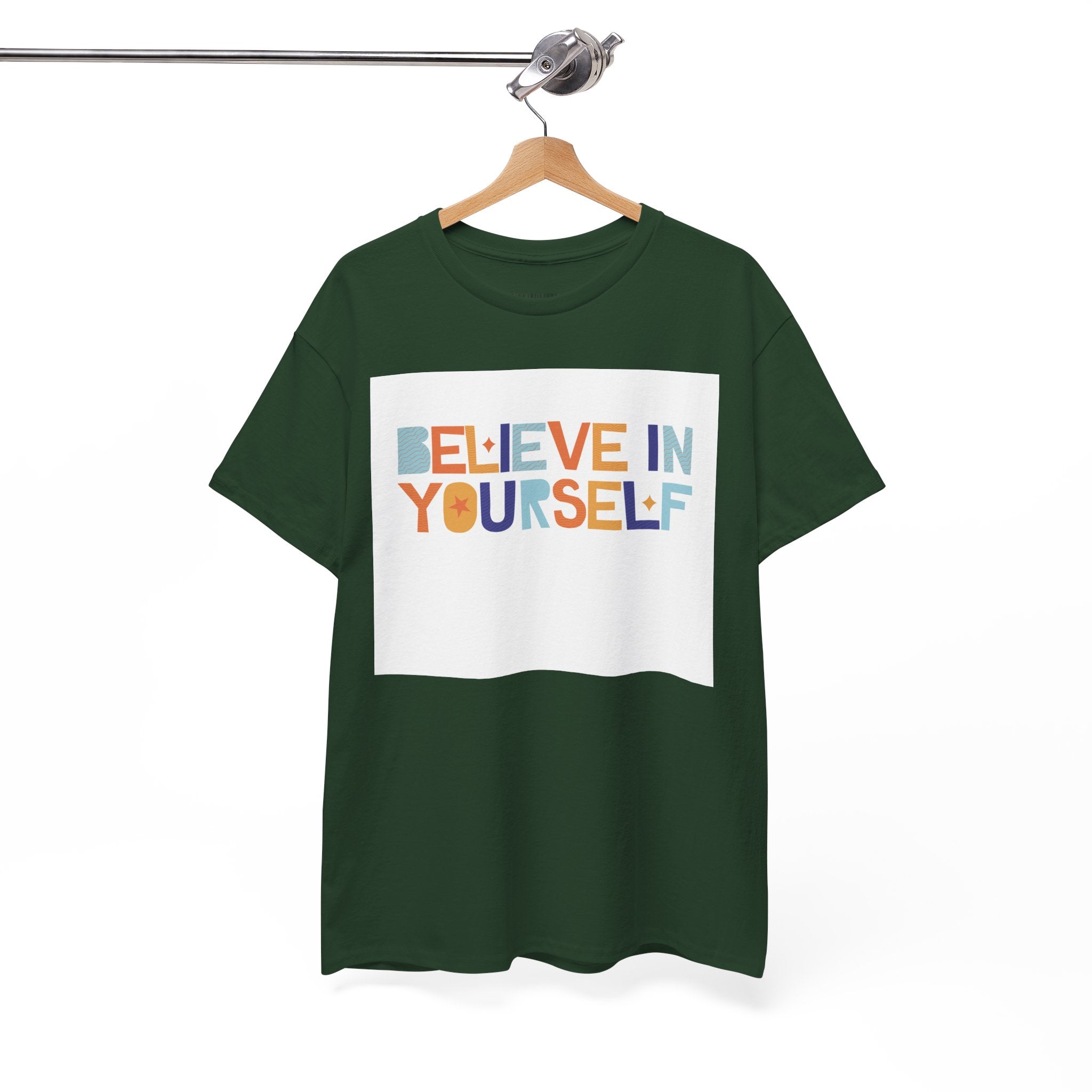 T-Shirt — "Believe in Yourself" Colorful Retro Motivational Tee