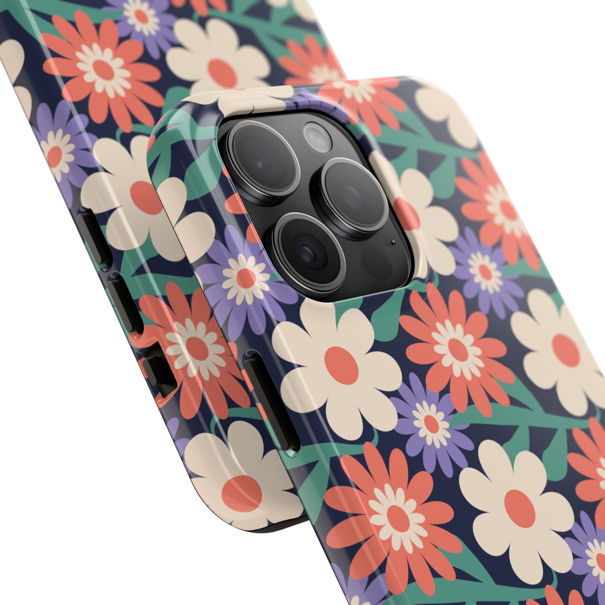 Floral Tough Phone Case — Retro Daisies Protective Phone Cover