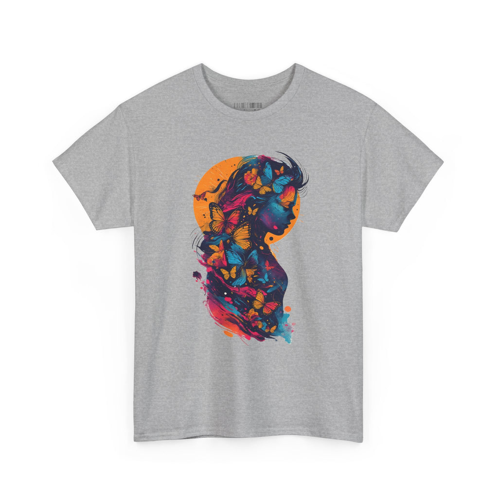 Butterfly Silhouette Graphic Tee — Colorful Maternity Profile Design
