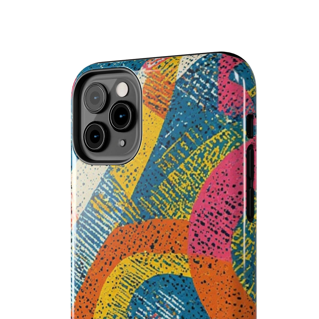 Bold Retro Abstract Tough Phone Case — Colorful Geometric Protective Cover