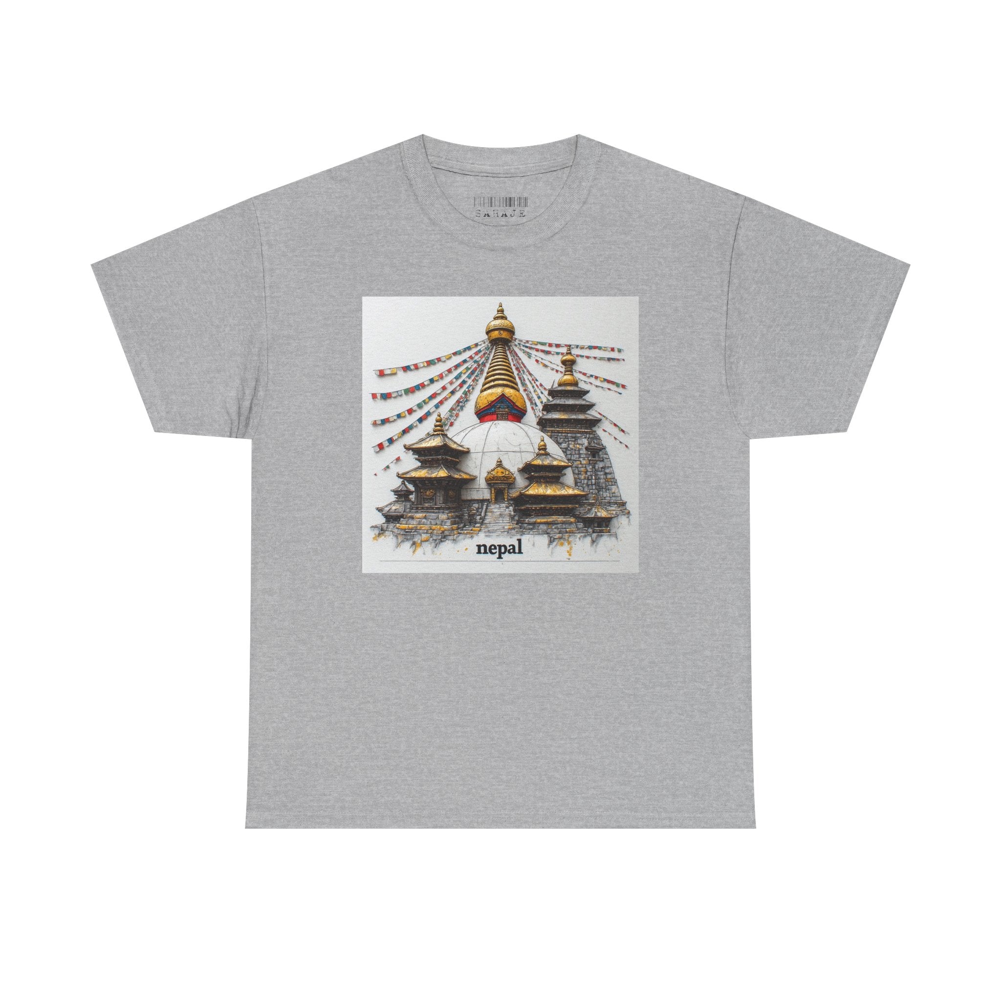 Nepal Swayambhunath Stupa T-Shirt — Buddhist Prayer Flags Travel Tee