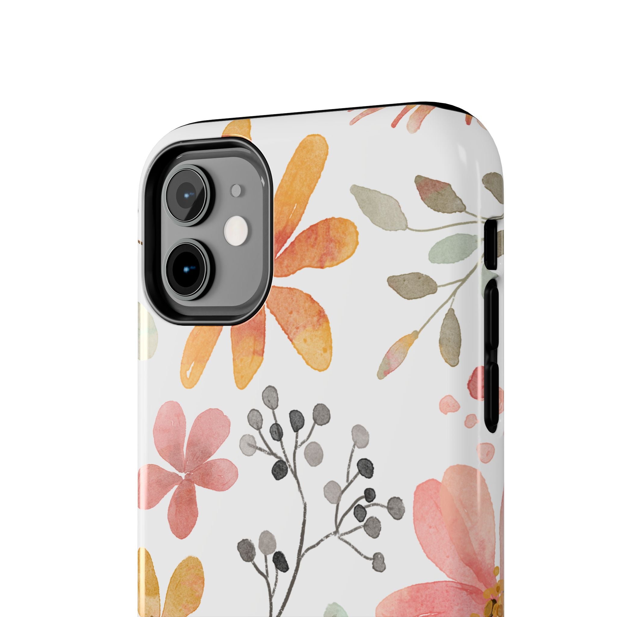 Floral Watercolor Tough Phone Case — Pink & Peach Botanical Protection